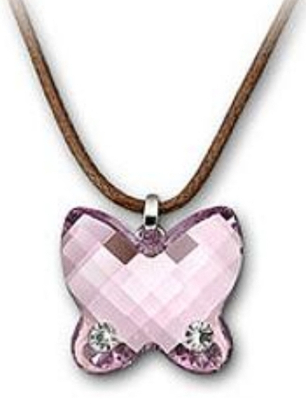 Swarovski Pink Crystal Butterfly Pendant Necklace